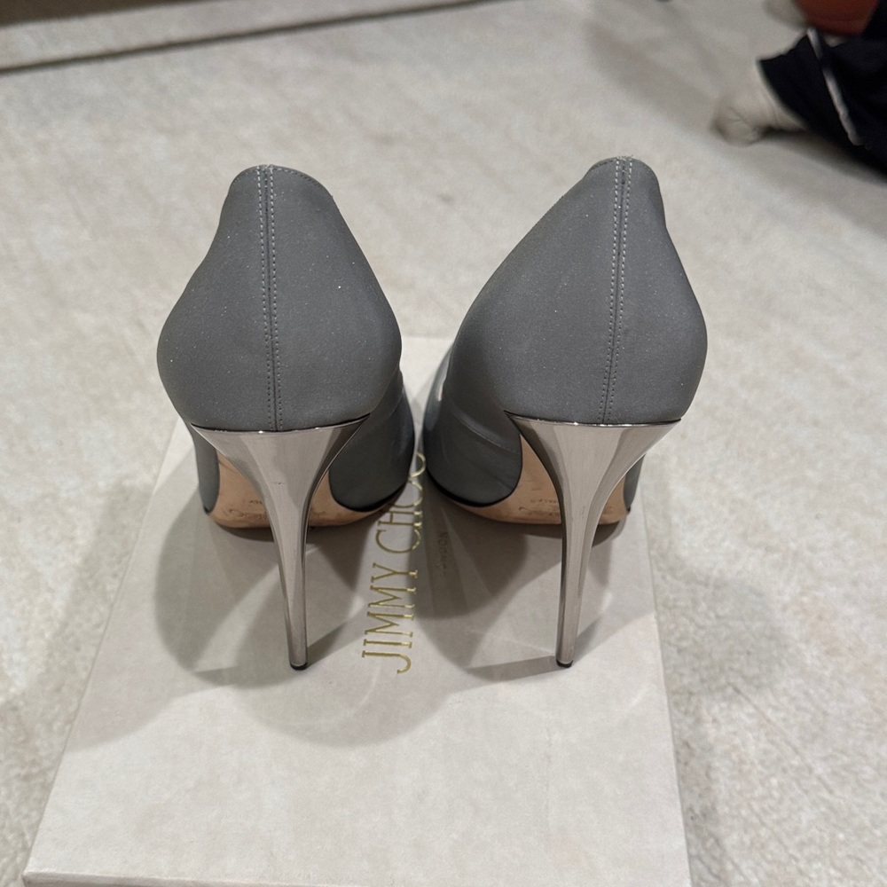 Jimmy Choo Anouk reflective  Silver Heels - Picture 8 of 11
